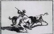 Francisco de goya y Lucientes,  The Morisco Gazul is the First to Fight Bulls with a Lance